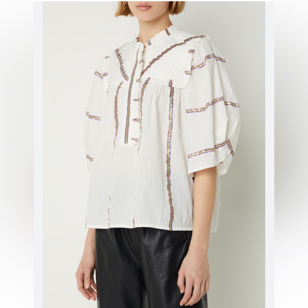 Munthe Ruffled Blouse With Metallic Stripe